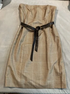 DE COLECCIÓN - Shoshanna - Vestido sin tirantes a cuadros espiga marrón - Para mujer talla 12 Foto 1 de 4