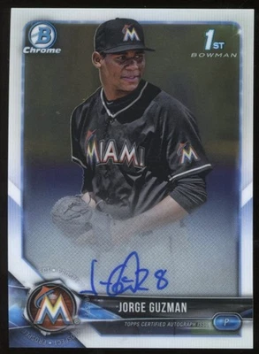 2018 Bowman Chrome Prospects - Jorge Guzman ( Marlins ) 1st Rookie Auto #BCPA-JG - Image 1 of 2