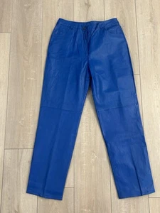 Vintage Lederhose MetroStyle Damen Gr. 12 Electric Blue gefüttert - Bild 1 von 6