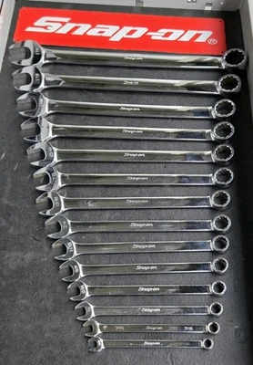 Snap On OEX714K - 14 piezas SAE mango estándar 12Pt cromo juego de llaves combinadas  Foto 1 de 4