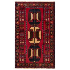 Balouch 130x85 cm Handgeknüpfter Perserteppich Orient Wolle Carpet Rug Rot - Picture 1 of 9