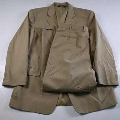 Jos A Bank 44S 36x30 卡其色棉混纺男式夹克裤子套装 — 第 1/4 张图片