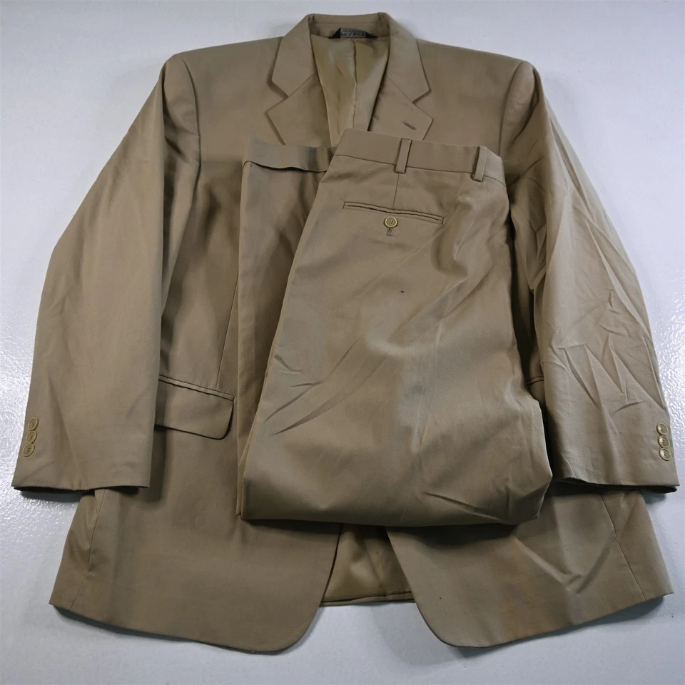 Jos A Bank 44S 36x30 Caqui Mezcla Algodón Hombres Chaqueta Pantalones Traje Foto 1 de 4