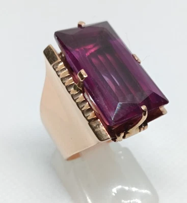 ANILLO AMATISTA ENORME ORO AMARILLO 10K ESTAMPADO TALLA 6 Foto 1 de 4