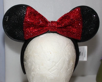 Diadema Oreja Minnie Mouse PERSONALIZADA CRISTAL PEDRERÍA ARCO ROJO Y OREJAS NEGRAS NUEVA CON ETIQUETAS Foto 1 de 4