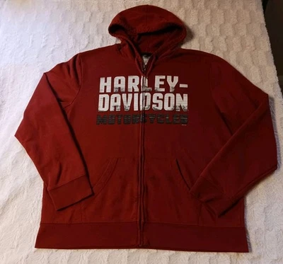 Harley Davidson Hoodie Sweatshirt Mens XL Hoodie Morgan Hill California Burgundy - Image 1 of 4