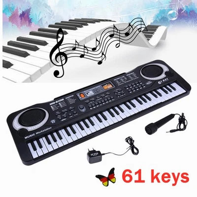 MARKE Digital 61 Tasten Keyboard E-Piano Klavier 300 Sounds Rhythmen Lern Funktion LCD