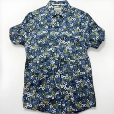Heritage Report Collection Shirt Men’s M Blue Reverse Print Floral 100% Linen - Image 1 of 4