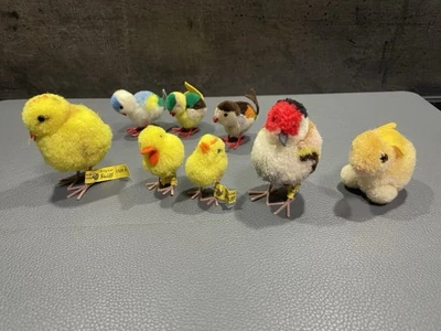 STEIFF WOLL MINIATUREN GRUPPE MINI POM POM KÜKEN FINKEN HÄSCHEN VINTAGE RETRO - Bild 1 von 4