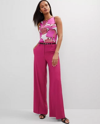 NEW ANN TAYLOR $139 BERRY SPLASH STATEMENT PALAZZO PANTS SZ 8P 8 PETITE - Image 1 of 4