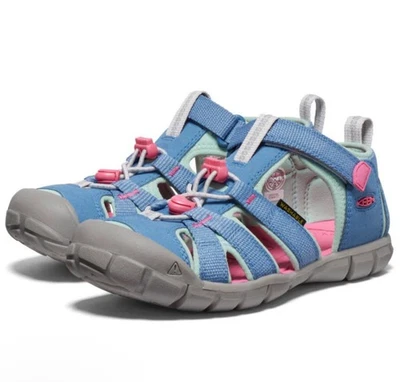 NUEVAS Sandalias Keen Big Kids Seacamp II CNX Azul Corona/Rosa Caliente Nuevas en Caja Talla 3 Foto 1 de 4