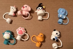 8 PC Straw Cover Topper for Stanley 30 & 40 Oz Tumbler Duck Unicorn Panda Ghost - Picture 1 of 5