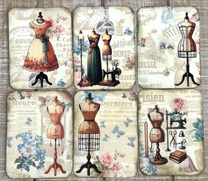 Juego de 6 tarjetas de diario con forma de vestido de costura estilo vintage diario junk journal - Imagen 1 de 4