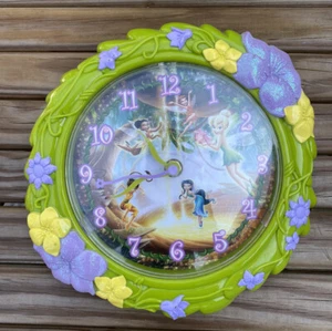 Disney Tinkerbell Wall Clock with 2 Other Fairies Purple Girls Kids Clock - Picture 1 of 3