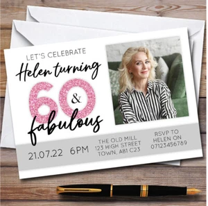 60 Y Fabulosa Foto 60 Invitaciones Personalizadas Fiesta Cumpleaños - Imagen 1 de 1