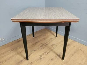Mid Century Extending Formica Dining Table Adjustable Feet Pin Legs Black Frame - Picture 1 of 12