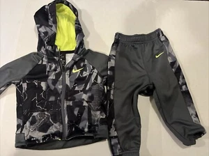 Nike Dri Fit Full Zip Hoodie Pants Set 2 Piece Black Gray Toddler’s Size 18 M - Picture 1 of 4