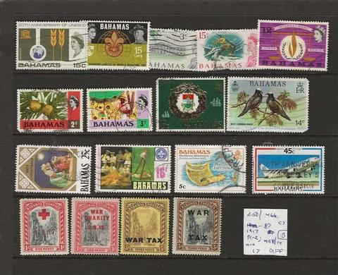 BAHAMAS...Sc #250/466; B1-B2; C7; MR9/MR14...Mint & Used...1917/87...17 Diff Cover