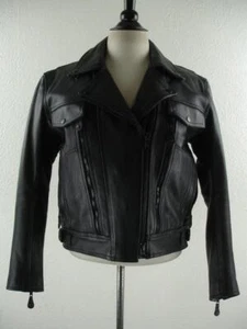 Women's S Leather Gallery Black Leather Motorcycle Jacket Thinsulate Liner Biker - Picture 1 of 24