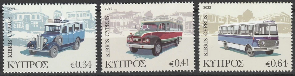 Cyprus 2023 Buses 3 MNH stamps - Image 1 of 1