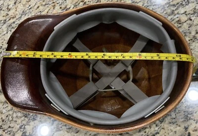 Sombrero duro personalizado MSA Skullgard marrón pintado blanco M&E vintage raro Foto 1 de 4