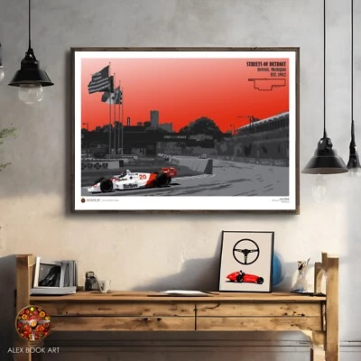 Póster de pista de Detroit Streets Indycar Race Fittipaldi Penske Chevrolet impresión artística Foto 1 de 3