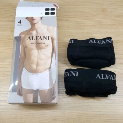 Paquete de 2 calzoncillos boxer ALFANI para hombre XL negros sin etiquetas 100 % algodón Foto 1 de 4