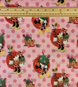 Fat Quarter Flower Gardener Minnie Mouse On Pink 100% Cotton Quilting Fabric - Picture 1 of 1