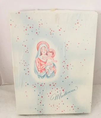 "Juego de bautizo vintage Madonna bebé caja solo de colección 17"" religiosa María Jesús" Foto 1 de 4