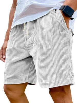 Shorts Pacificozy de veludo quente com cordão cintura elástica, bolsos curtos de praia - Imagem 1 de 4