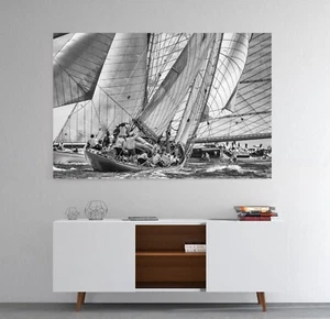 Impresión en lona estampado enmarcado arte de pared velero carrera decoración del hogar imagen - Imagen 1 de 2