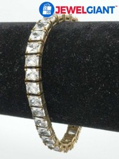 White Stone Bracelet 7.25" #bn593 Uncas Signed Gold Plated Sterling Silver