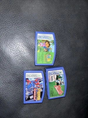 (3)Leap Frog Leapster Learning Games Math Baseball, Spider-man, Dora Explorer - Image 1 of 3