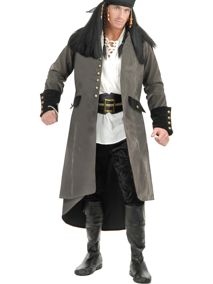 Gabardina chaqueta plumero pirata gris Treasure Island 36-38 pequeña para hombre Foto 1 de 1