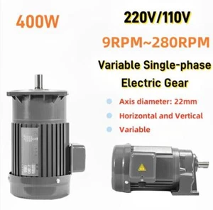 22MM 400W Variabler Einphasen Elektro Getriebemotor Reduziert Geschwindigkeit 110/220V Neu - Bild 1 von 9