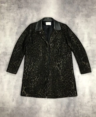 Abrigo con cuello de cuero estampado de leopardo SANDRO Paris Foto 1 de 4