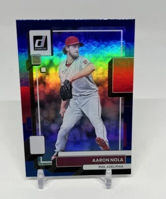 2022 Panini Donruss Aaron Nola #189 Holo Blue - Image 1 of 2