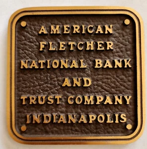 Vintage American Fletcher National Bank Indianapolis Bronze Paper Weight - Picture 1 of 4