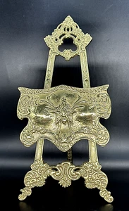 Vintage Lou Ehrlich Ornate Solid Brass Easel Photo Art Book Tripod 16" Large - Picture 1 of 13