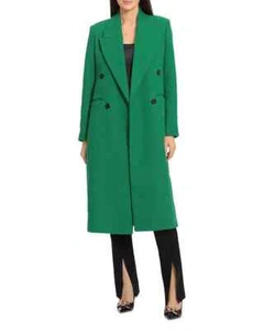 AVEC LES FILLES Tailored Double Breasted Electric Ivy Midi Coat Bright Green *XS - Picture 1 of 15