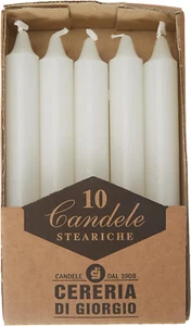 407 Candele Steariche, Cera, Bianco, 1.8X1.8X15 Cm, 10 Unità - Foto 1 di 14