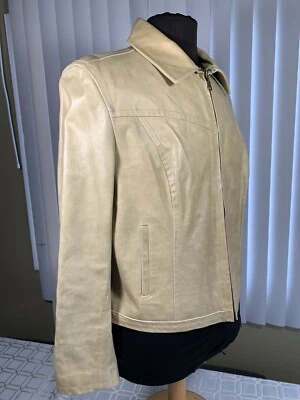 Vintage Tibor Leathers Ligh Tan ZipUp Fully Lined Jacket Coat Women's Size US XL - Image 1 of 4