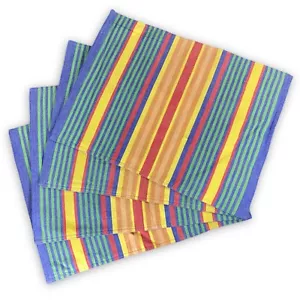 Vintage 1997 TAG Brand Textiles Striped Colorful Placemats Set Of 4 Cotton - Picture 1 of 4