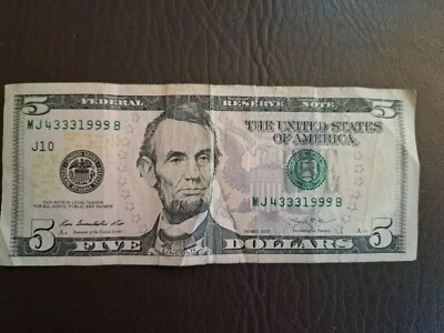 5 Dollar Note Fansy Note With Very Cool Serial Number - Image 1 of 4