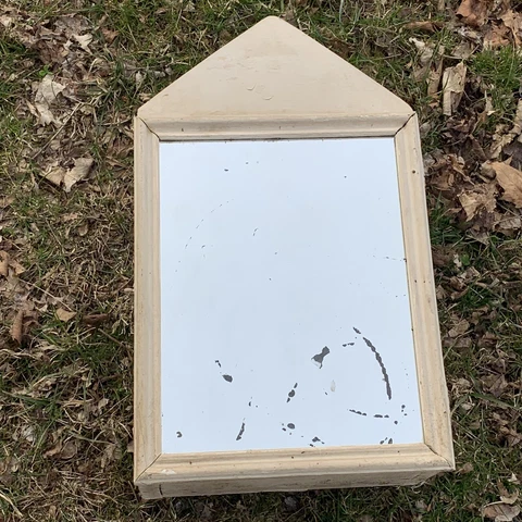 Antique Medicine Cabinet Old White Paint with Mirror Primitive Cover