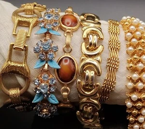 6 pulseras vintage Goldette, blanco, Sarah Coventry, Erwin Pearl, Napier, ARTE - Imagen 1 de 11
