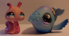 Littlest Pet Shop 824 823 Whale Snail Pair #823 #824 Pink Blue Lot Lps