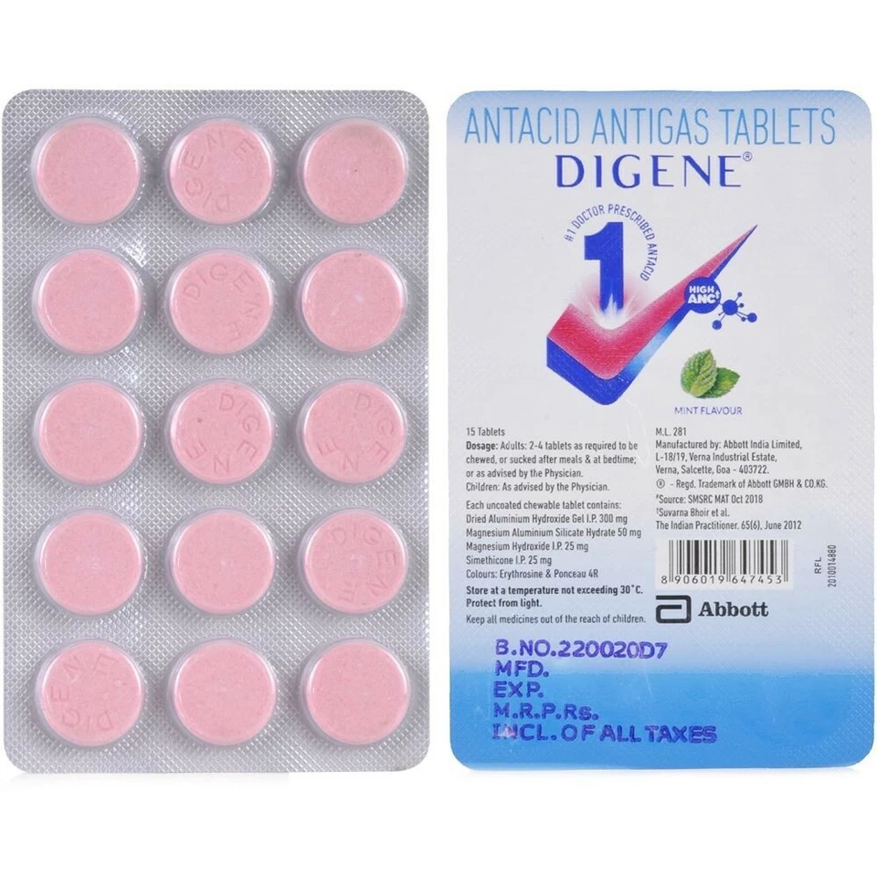 15 Digene Mint Tablets Indigestion Quick Relief Antacid Acidity Gas | 15pcs | UK