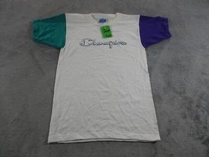 Vintage Champion T Shirt Boys Medium Top Stitch Multicolored Sleeve Colorblock - Picture 1 of 8