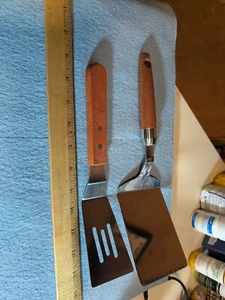 2 Spatulas Large 12" long stainless steel hanging Wood Handle Spatulas New - Picture 1 of 4